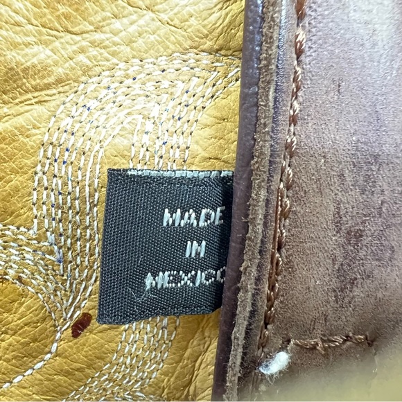 Nocona Brown/Pink/Blue Leather Western Cowgirl Boots Women's Size 7B - Picture 9 of 9